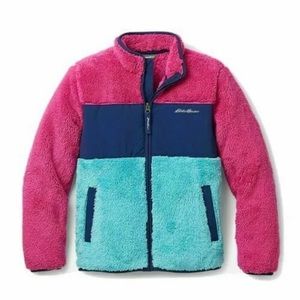 NEW W/Tags!***Eddie Bauer Girls Color Block Sherpa Fleece Hooded Jacket XS 5/6